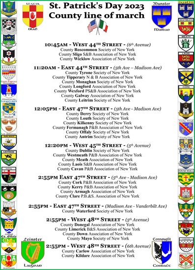 2023 St Patrick's Day Parade - county listings only