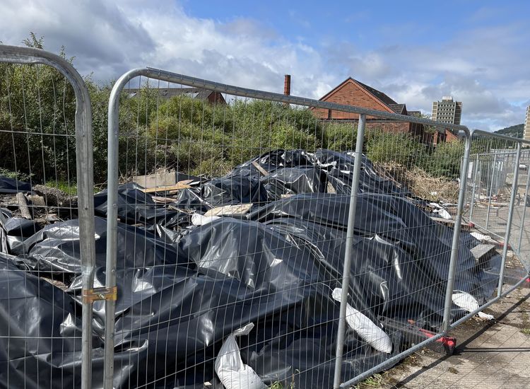 Asbestos Pile Close to Bonfire Site