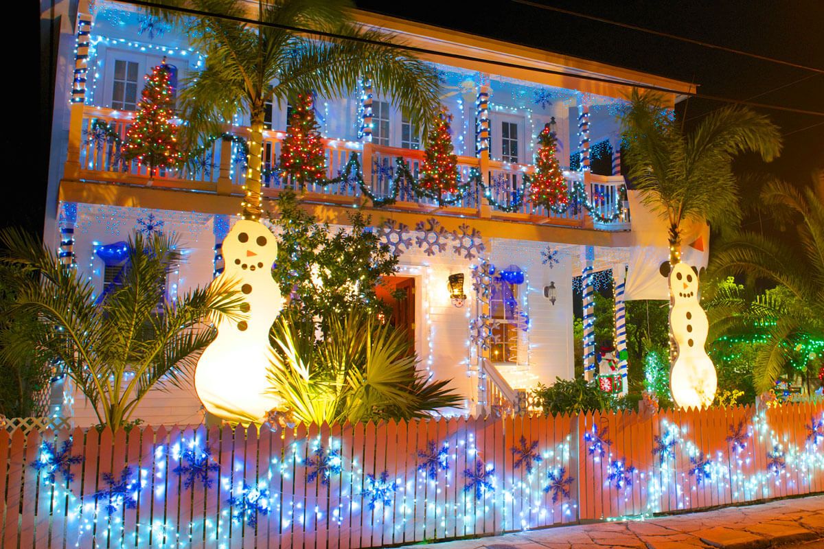 A Christmas scene in Key West.