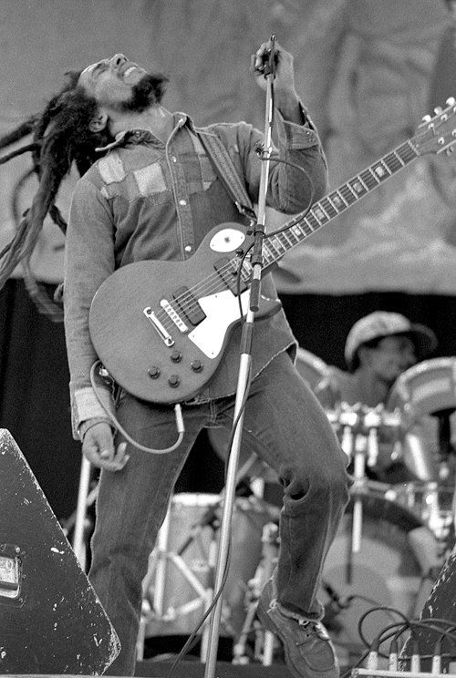  Bob Marley performing in Dalymount Park, Dublin in 1980.