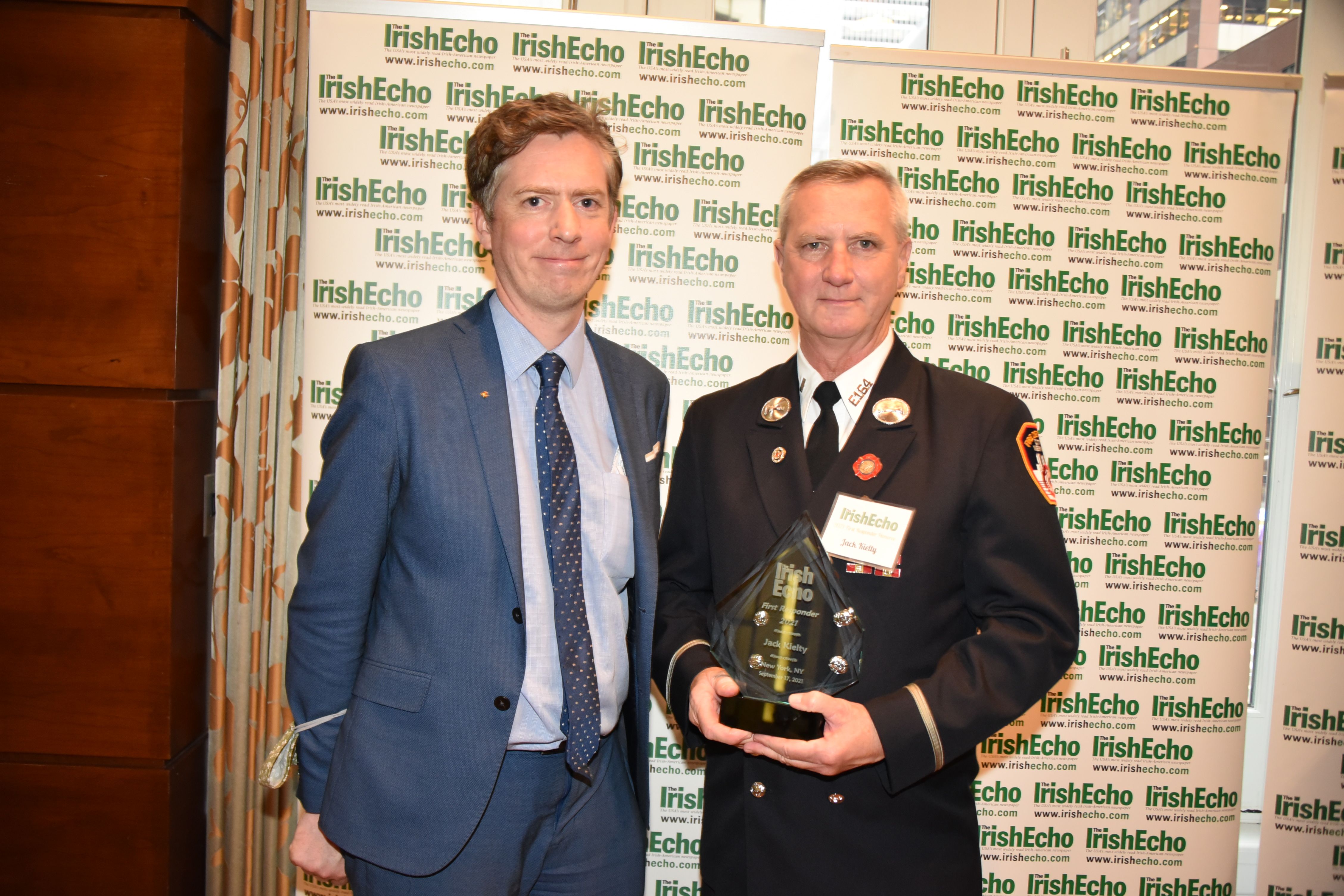 SALUTE: Deputy Consul General of Ireland in New York Seán Ó Aodha with Lieutenant Jack Kielty. 