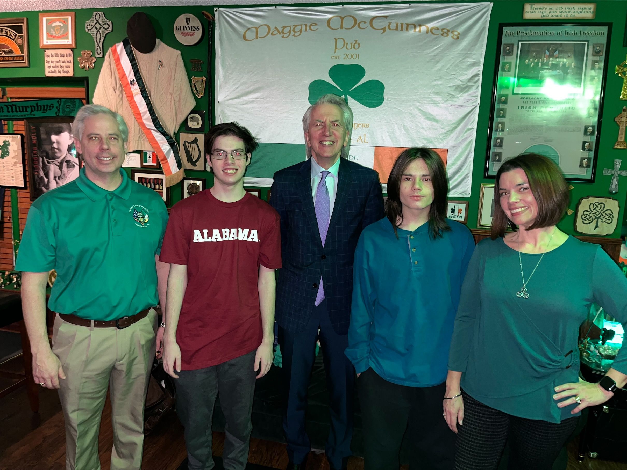 CHEZ BOLLINGER: Michael and Lisa with their sons Michael Robert and Mason in their famed Maggie McGuinness' pub.