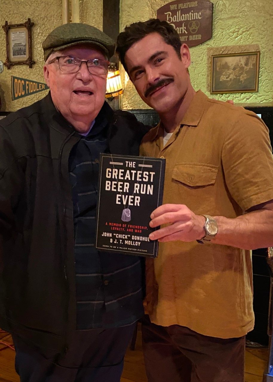 Chickie Donohue with actor Zac Efron who plays him in "The Greatest Beer Run Ever."