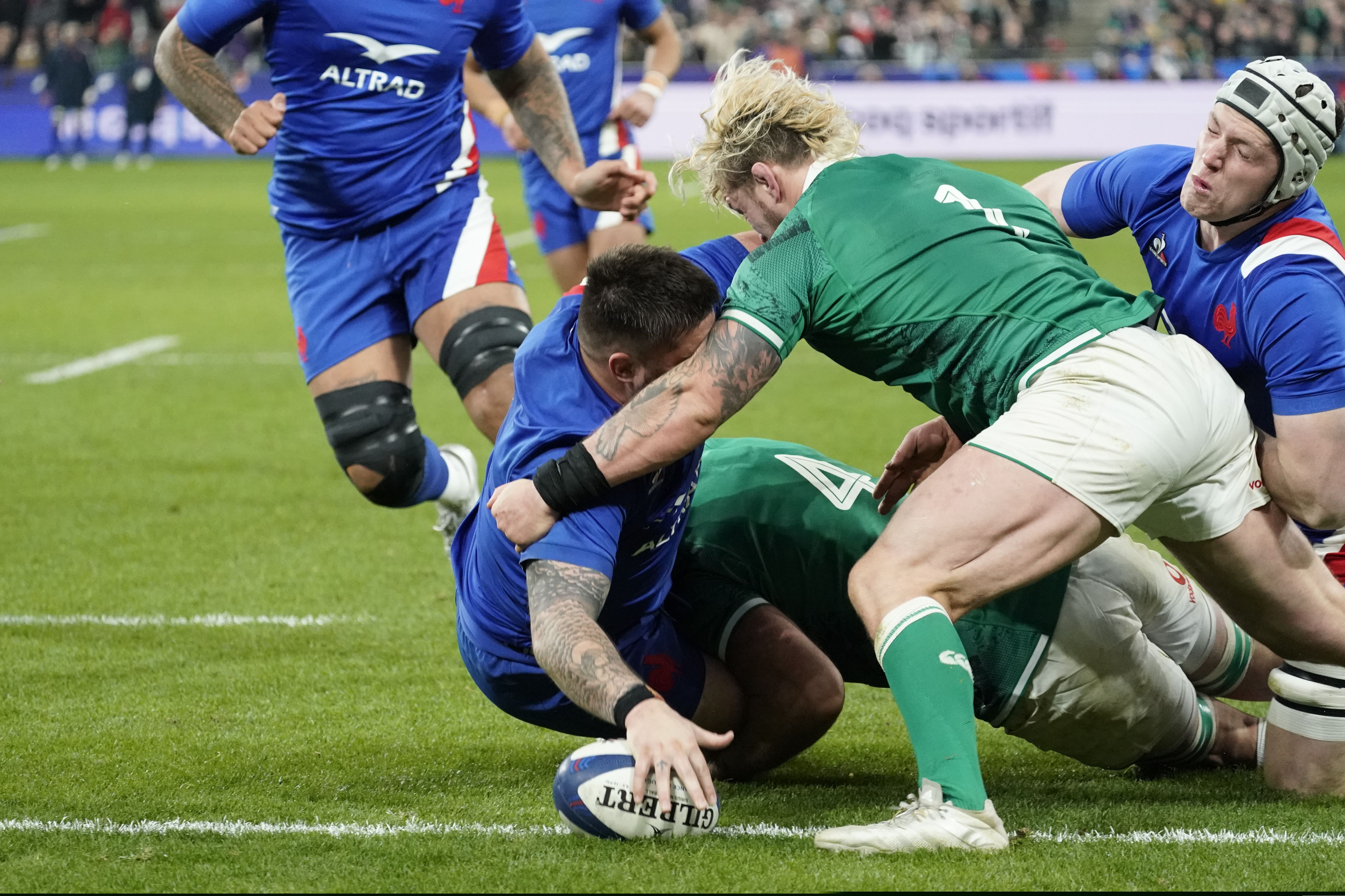Cyril Baille of France scores a try. INPHO/DAVE WINTER