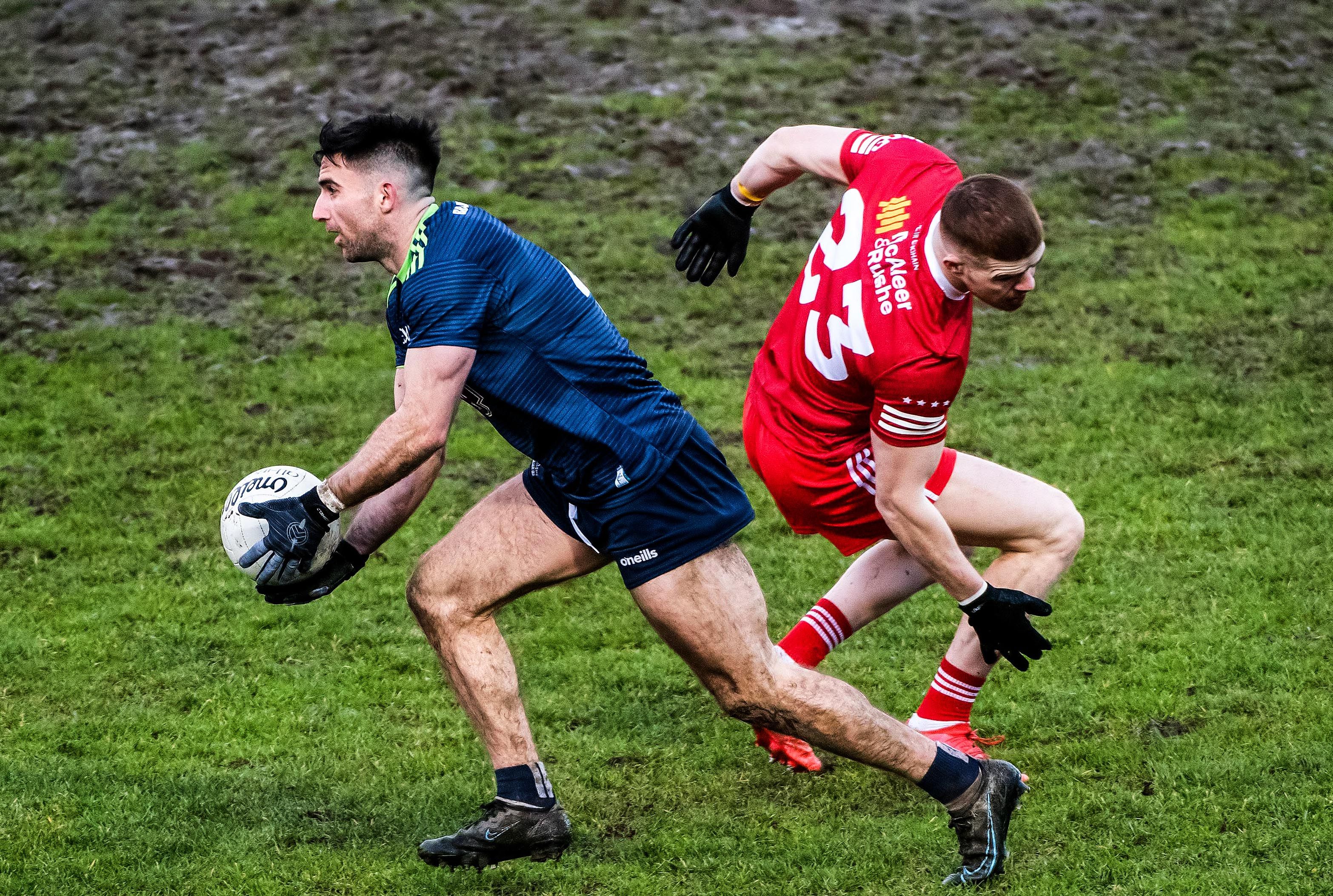 Tyrone's Cathal McShane, right, and Kildare's Ryan Houlihan in action at Healy Park, Omagh. INPHO/EVAN LOGAN