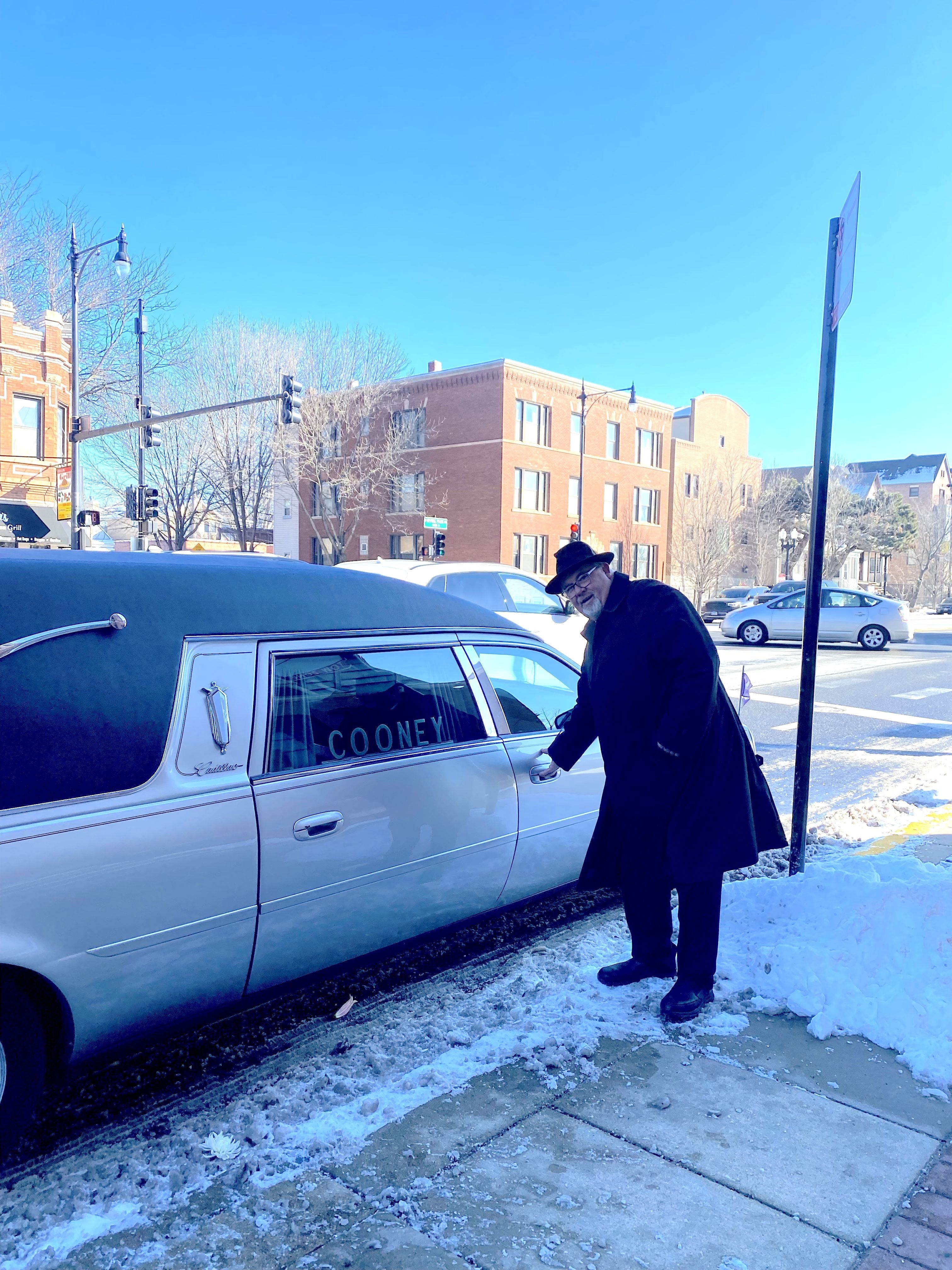 FINAL DRIVE: Eugene "Geno" Cooney on the job in snowy Chicago last month