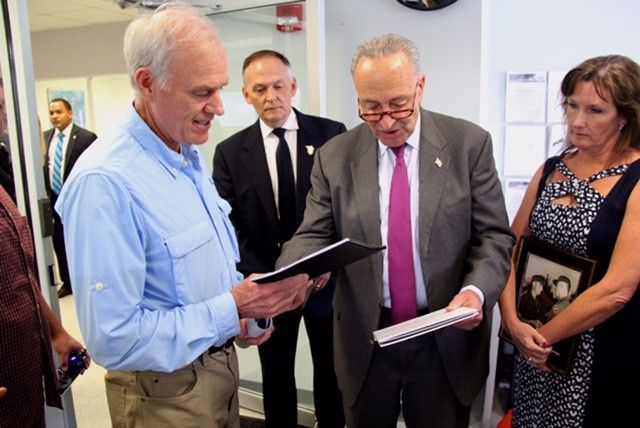 Senator Charles Schumer telling Patrick’s story to Navy Secretary Richard Spencer.