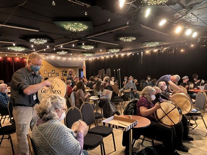 DRUMMING UP A CROWD: Fergal O'Brien's bodhrán class at Celtic Junction