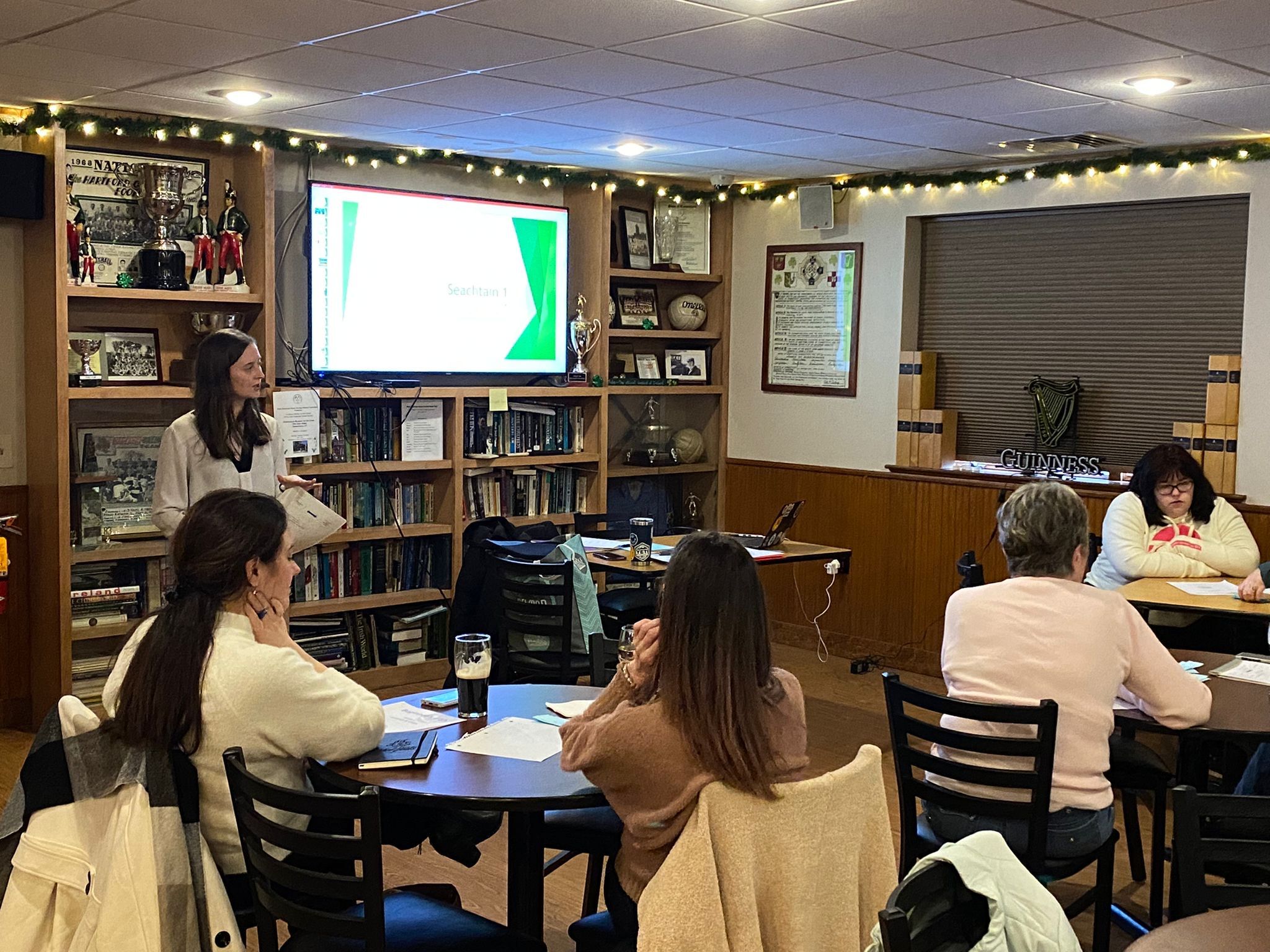 ÉISTIGÍ: Muireannn Nic Corcráin teaching a class at UConn