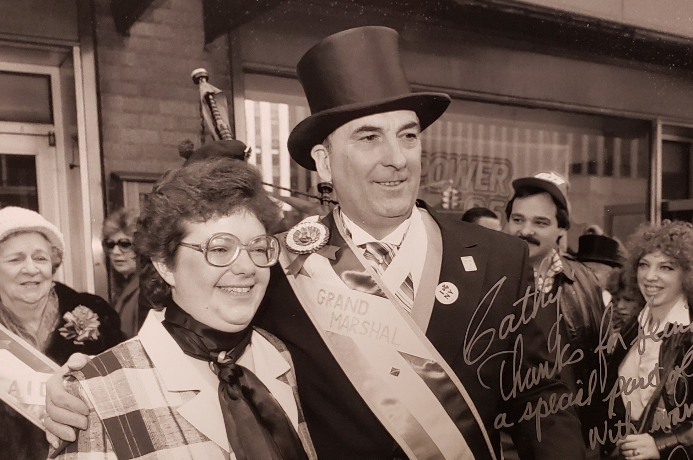 IRISH CHEER: With Al O'Hagan, Grand Marshal of the NYC St Patrick's Day Parade,1986.
