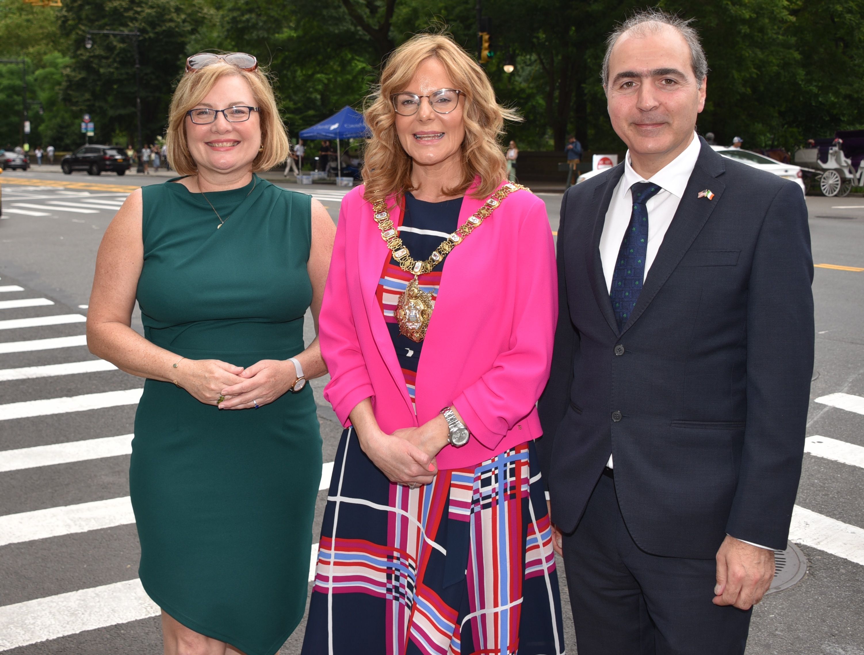 TRANSATLANTIC BRIDGE-BUILDERS: Mayor Black of Belfast in New York with Consul General of Ireland Helena Nolan and husband Sami Dahdouh