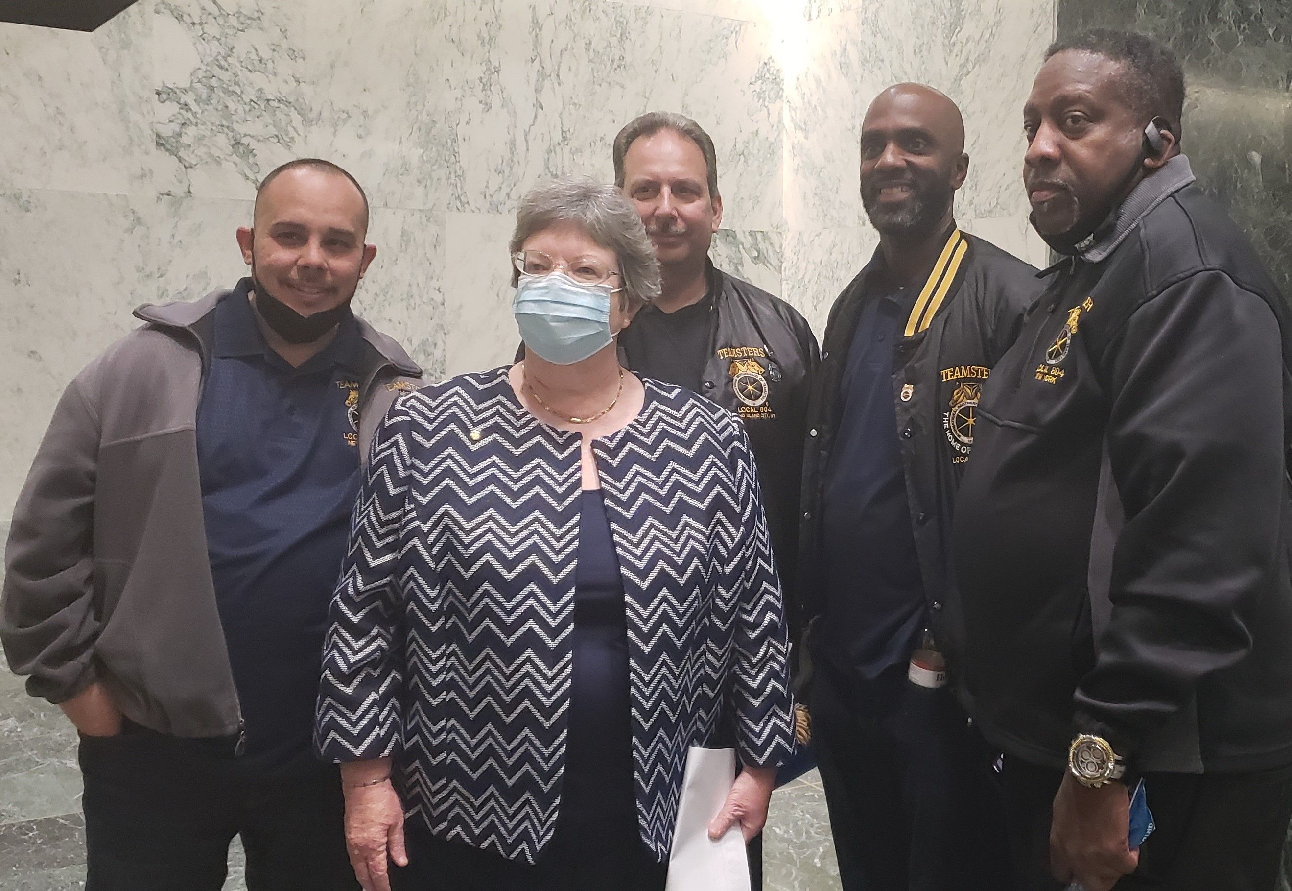 LEADING FROM THE FRONT: With members of Teamsters Local 804 in the Well, Albany, NY, last month.