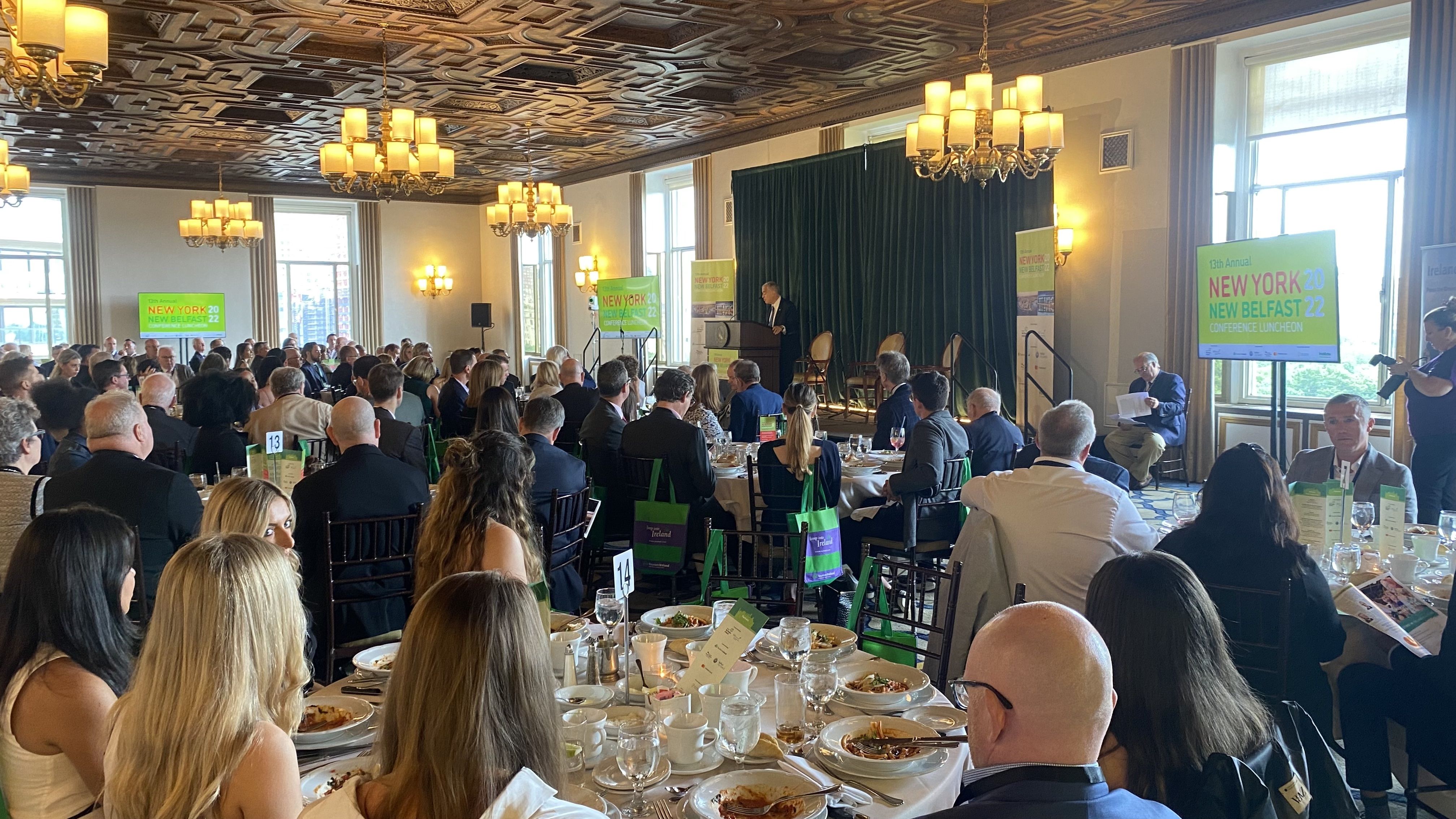 FULL HOUSE: Comptroller DiNapoli addresses the transatlantic conference