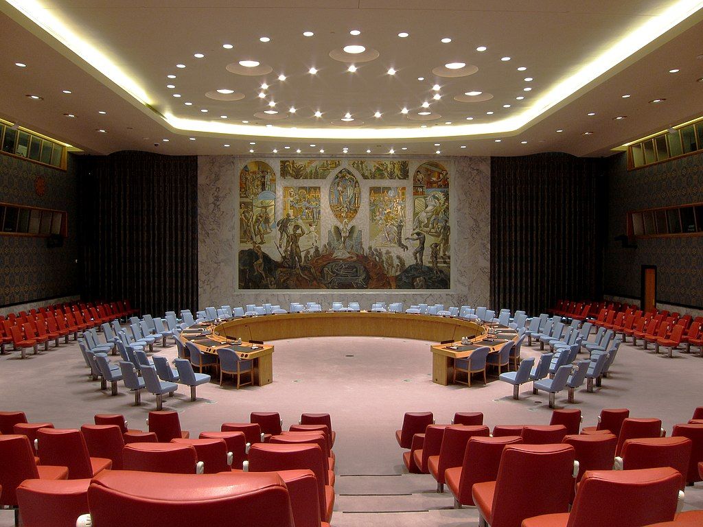 The United Nations Security Council chamber.