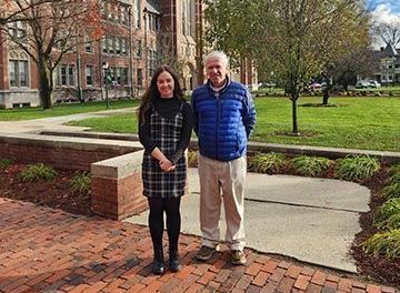 AOIBHINN BEATHA AN SCOLÁIRE: Gerald Costello with Fulbright student at Elms College, Chicopee, Emer Maguire from Ardee, Co. Louth.