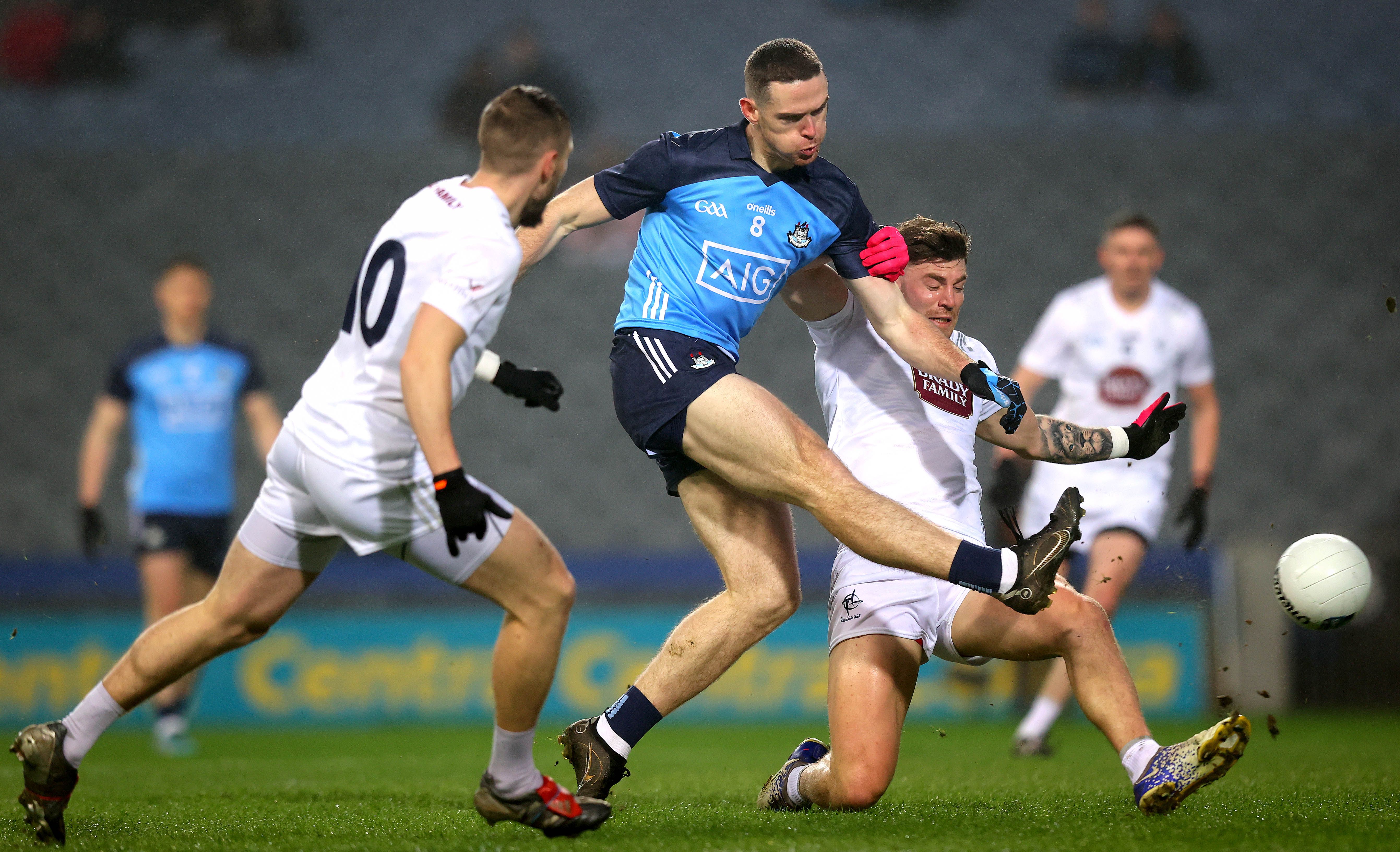 Dublin’s Brian Fenton scoring the only goal of the game against Kildare at Croke Park.  INPHO/RYAN BYRNE