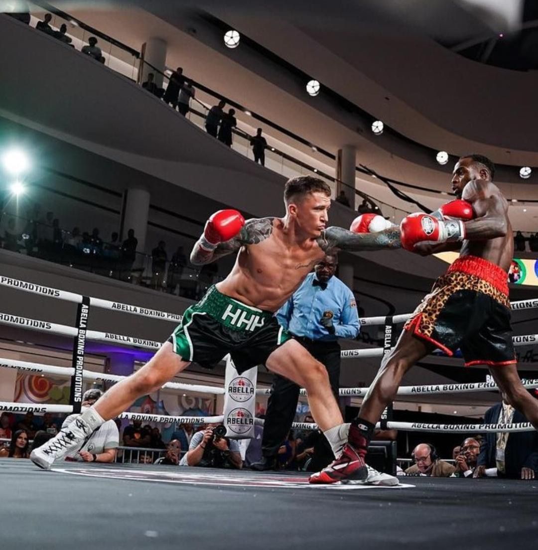 Harley Burke in action, left.