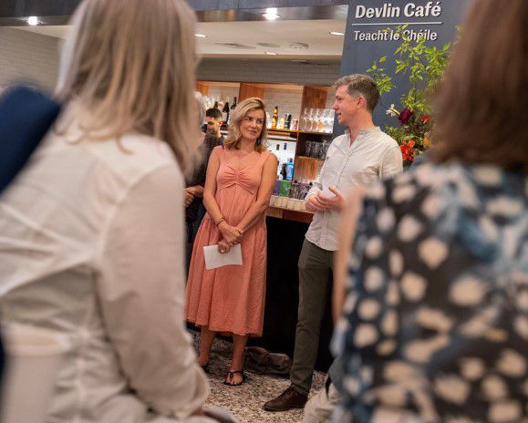 Left: Kathy Scott, Creative Director, The Trailblazery, and right New York’s Deputy Consul General, Seán Ó hAodha