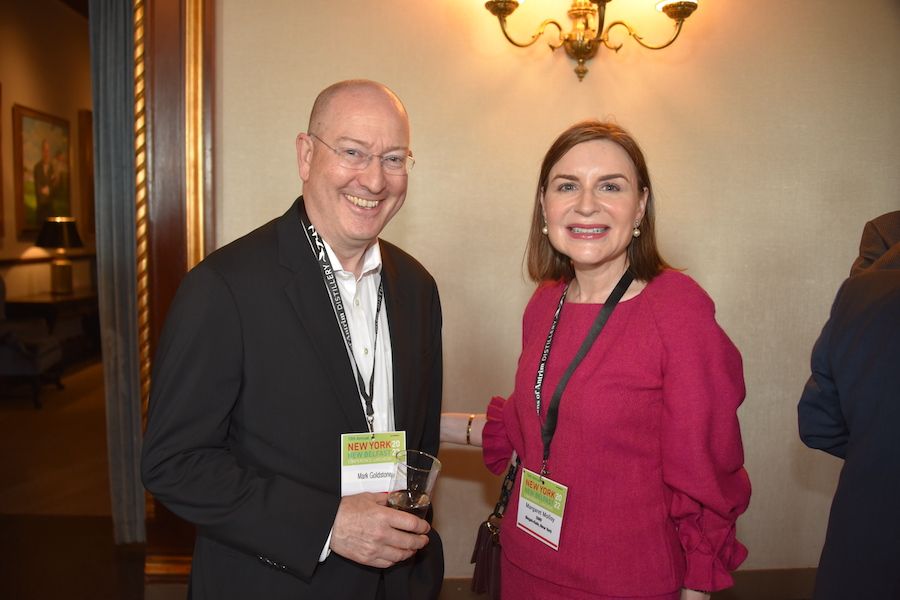 BOTH SIDES NOW: New Yorker Mark Goldstone who hails from Belfast with Margaret Molloy, who studied at Ulster University, at the NY-New Belfast luncheon in 2023