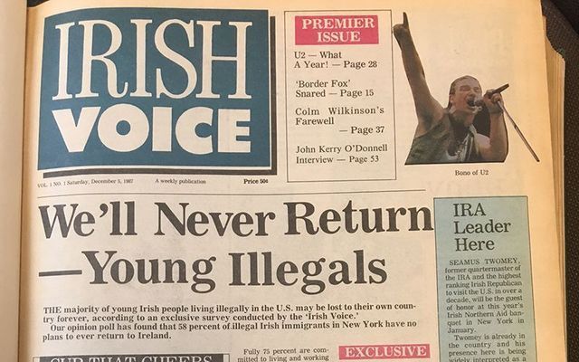 The first issue of the Irish Voice in December, 1987.