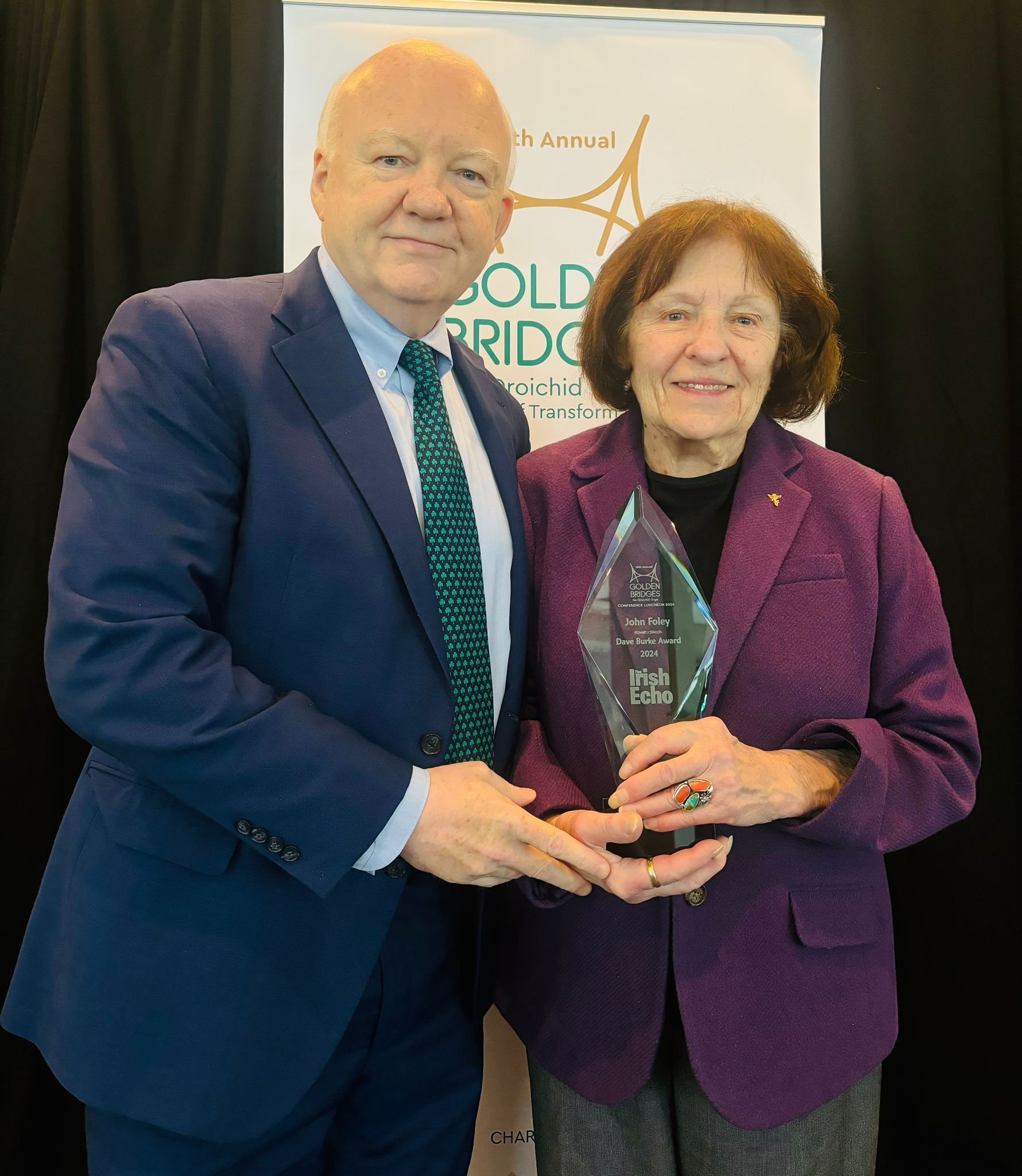 HONOREE: Joley accepts the Dave Burke Memorial Award from Dave's widow Patricia