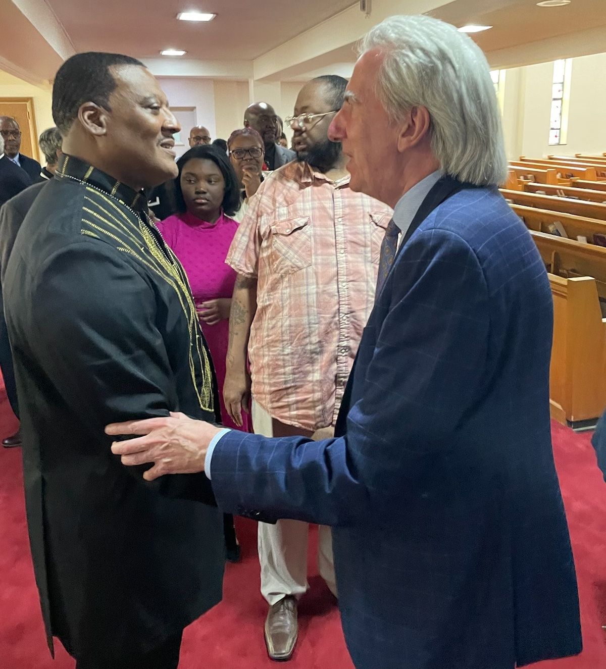 SOARING: Thanking the Rev Dr Leslie Braxton post-service