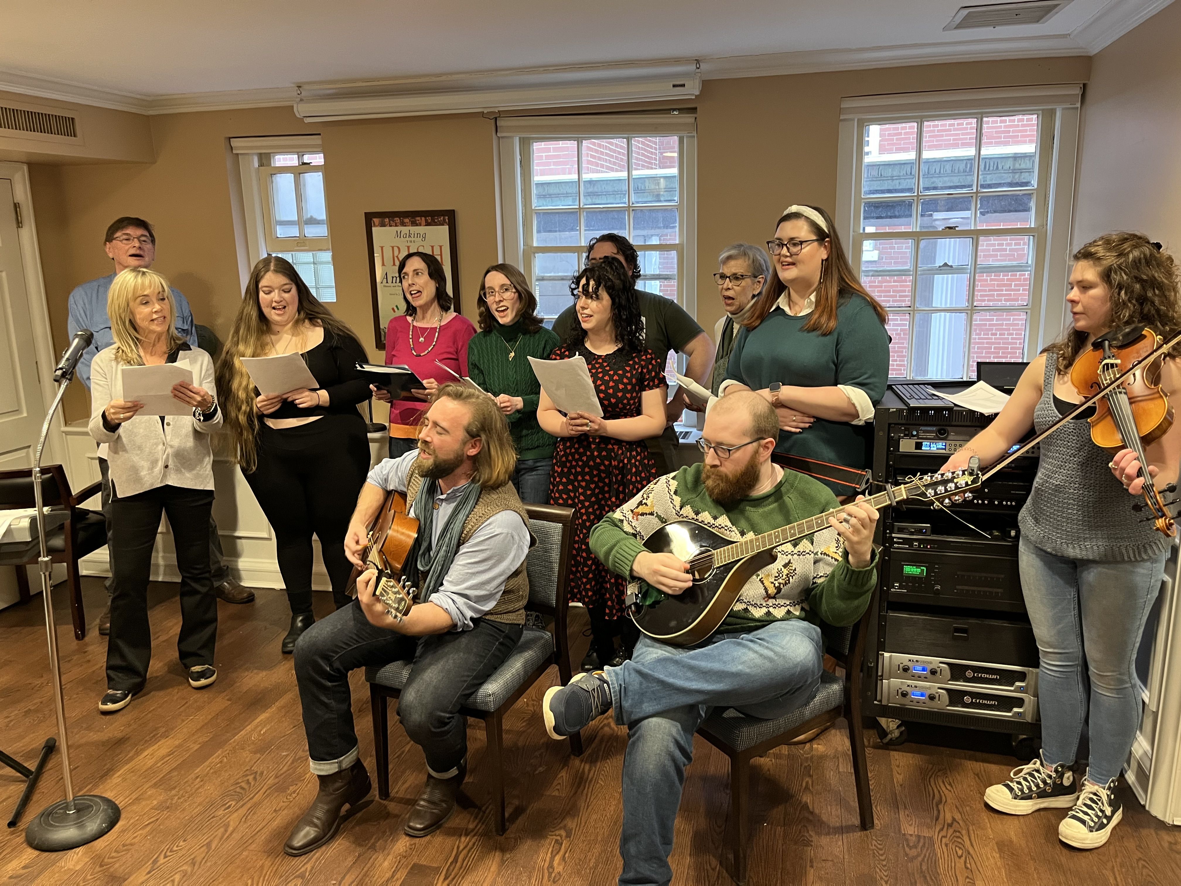Professor Pádraig Ó Cearúill (back left) with former Irish language students
