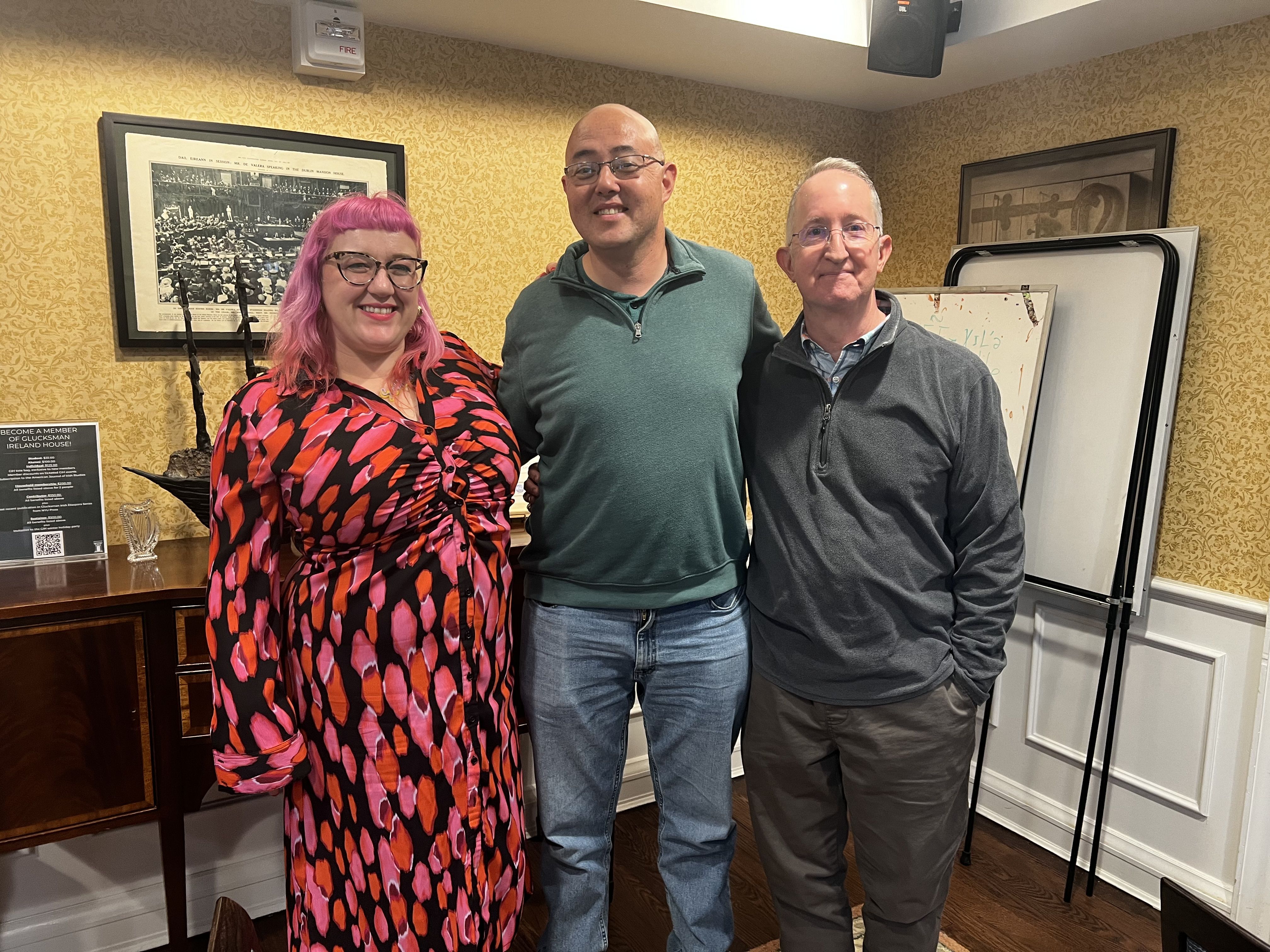 Irish language teachers (L-R) Siobhán Ní Chiobháin, Séamus Ó Fianghusa and Paul Ferris