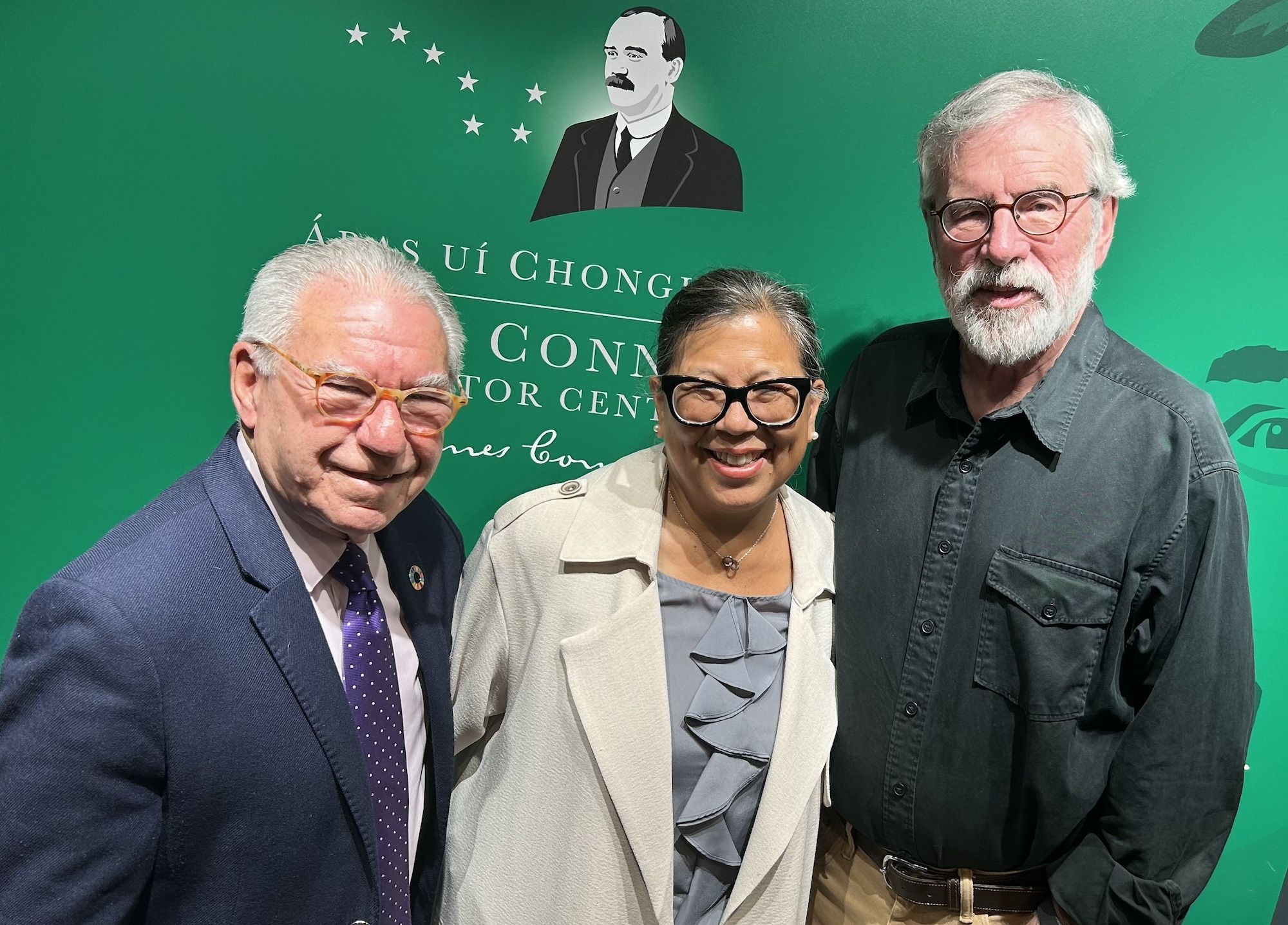 FALL VISIT: Betty Yee and Rabbi Steven Jacobs pictured in Belfast's James Connolly Center last October
