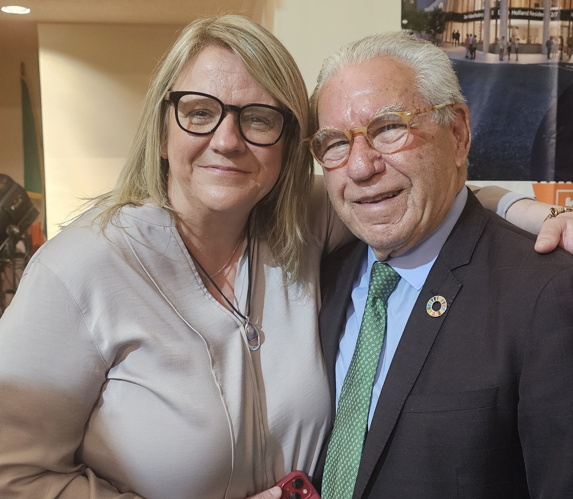 FAITH LEADERS: Rabbi Steven Jacobs of San Francisco with Rev Karen Sethuraman at last night's Irish Unity meeting in San Francisco Irish Center