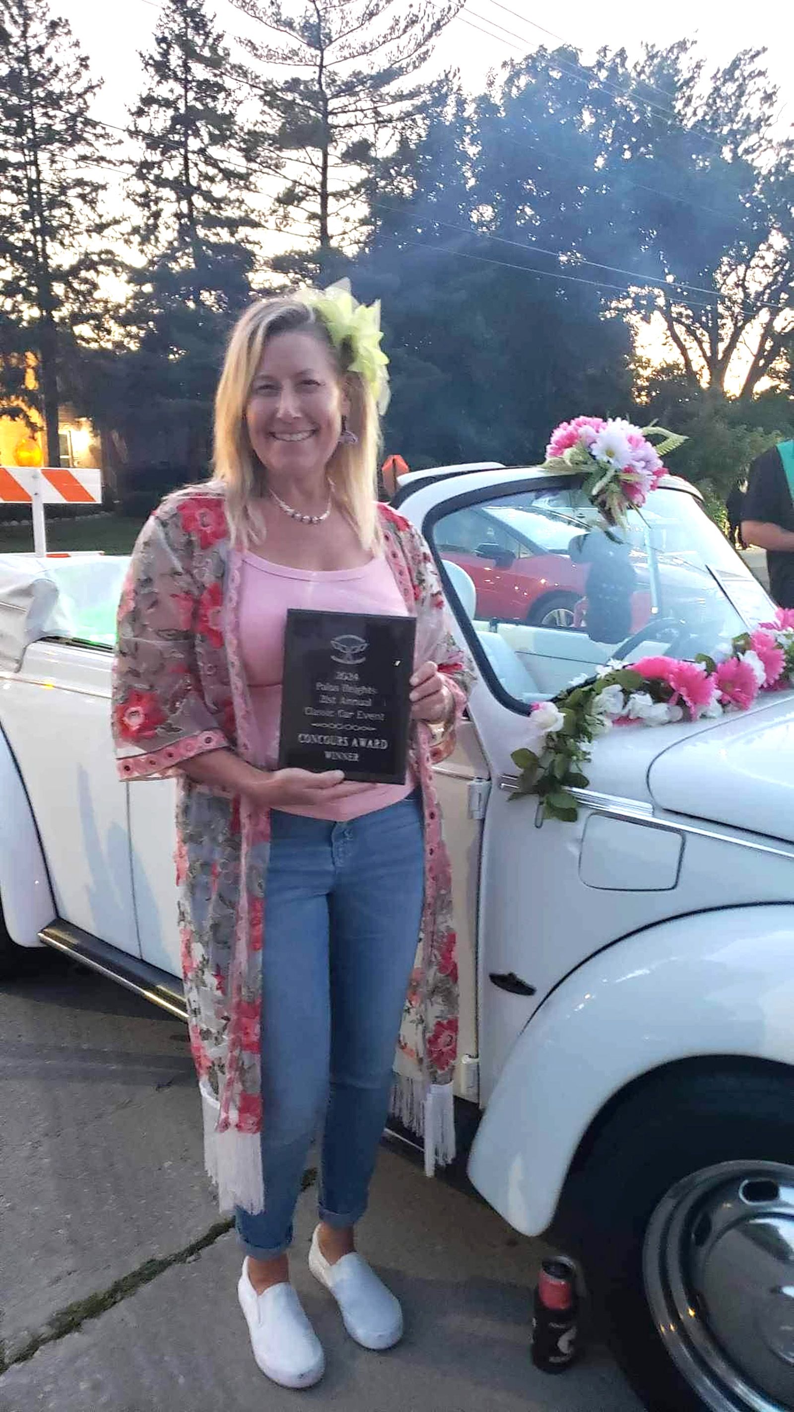 Suzie Q w her classic VW Bug Louise
