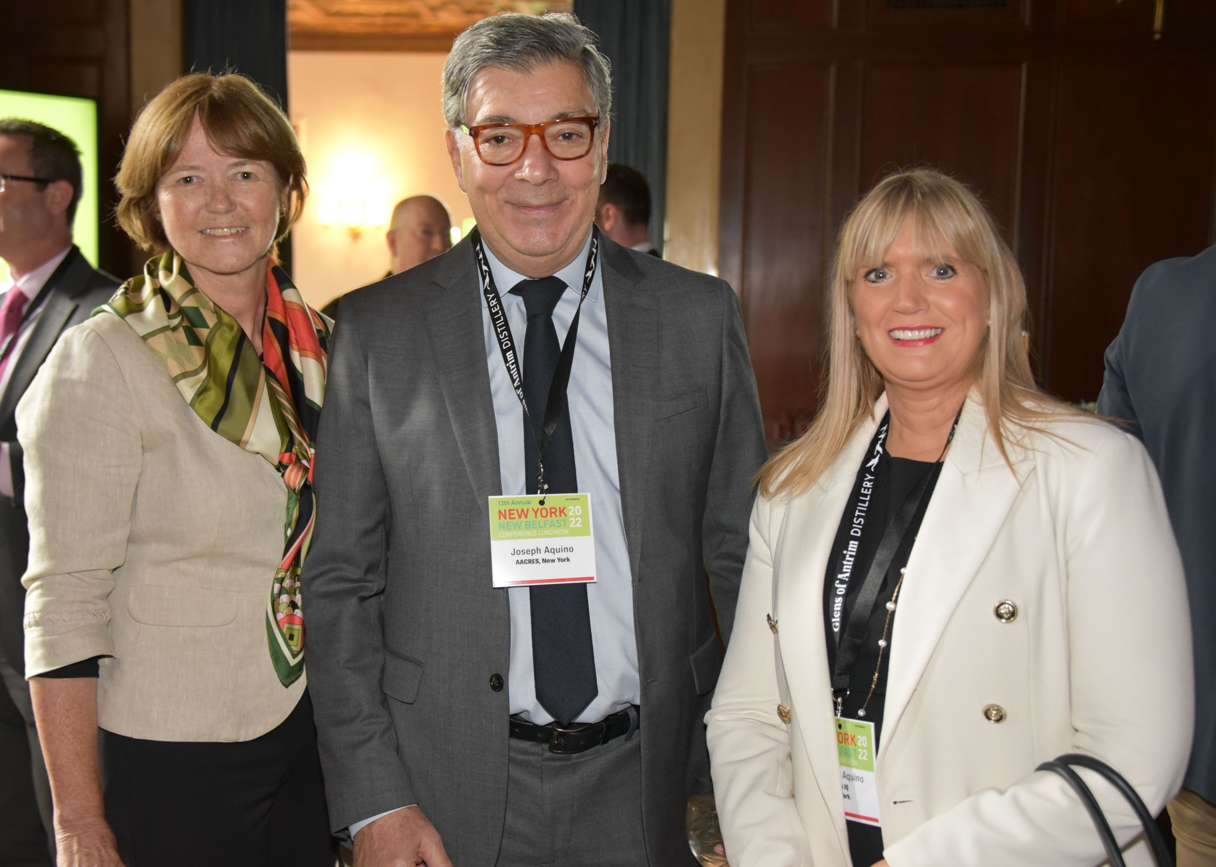 IRISH CONNECTION: Joseph and Suzanne Aquino (right) with Alison Metcalfe of Tourism Ireland at the New York-New Belfast conference. The Aquinos are honorary chairs of the annual gathering.