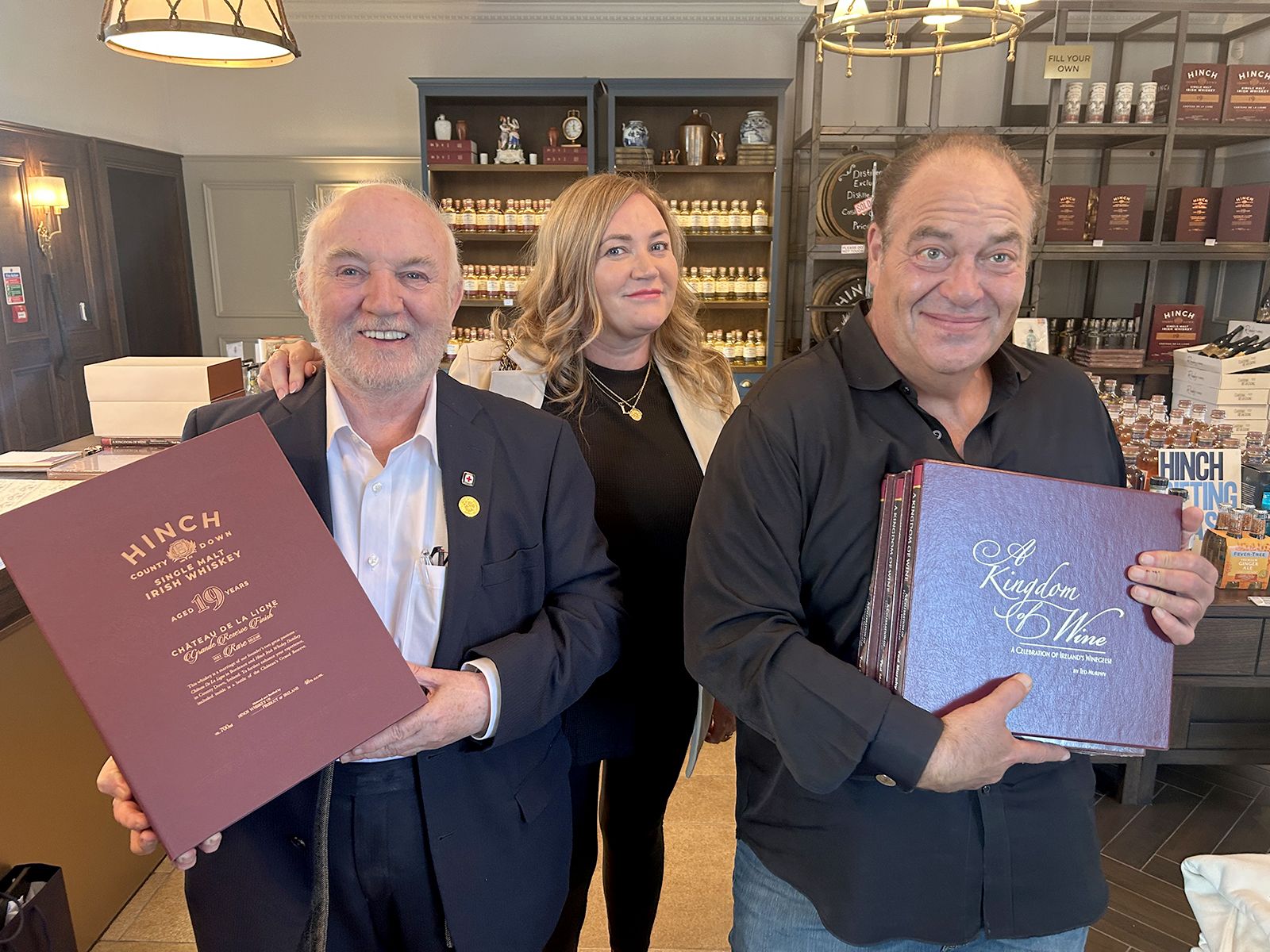 SLÁINTE: Terry Cross, famed entrepreneur & founder of Hinch Distillery with his daughter Lisa and Mike Flannery
