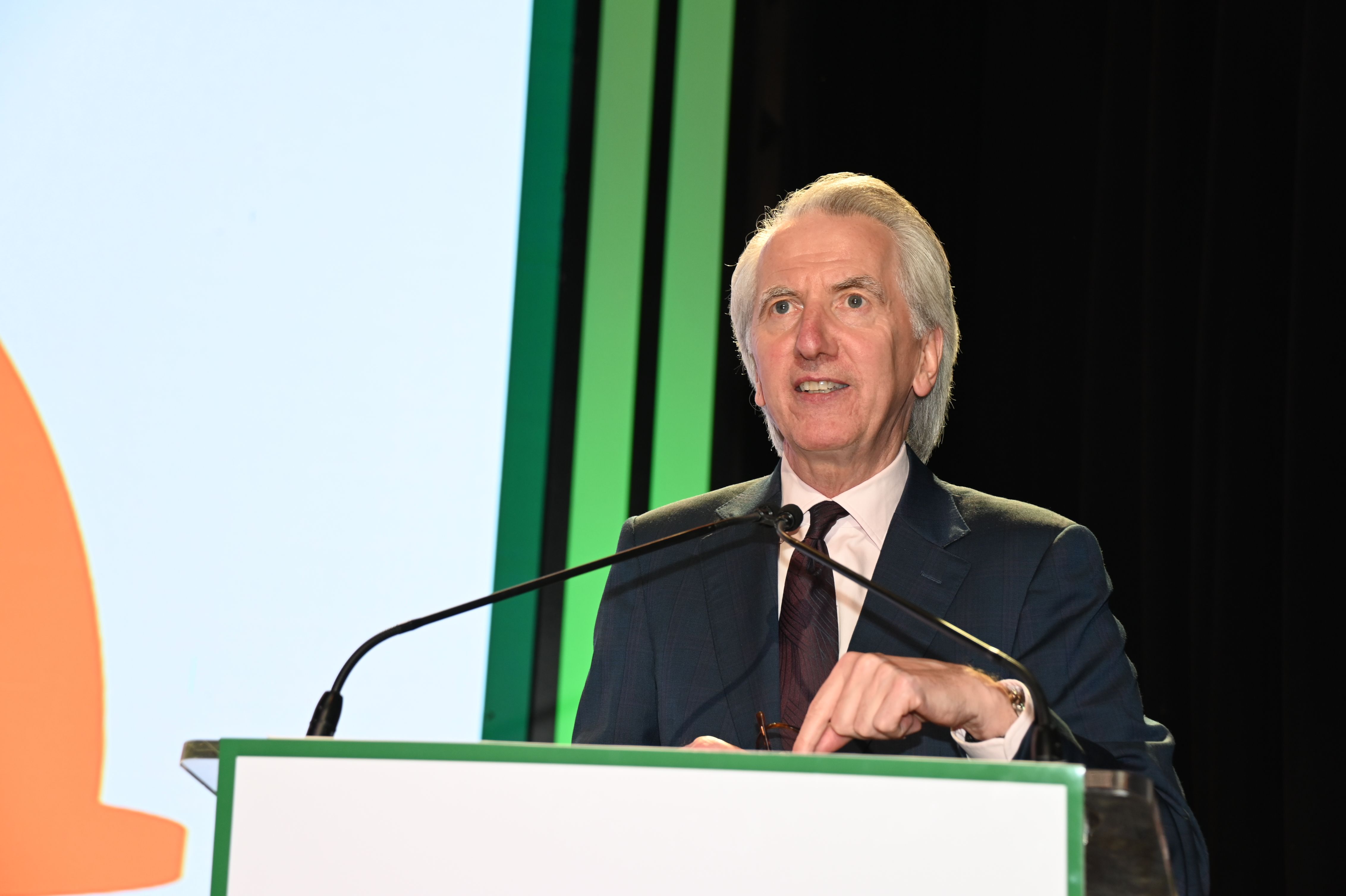NO PARTY WITHOUT PUNCH: This author at the podium for what is the biggest awards event of the year for the Irish Echo