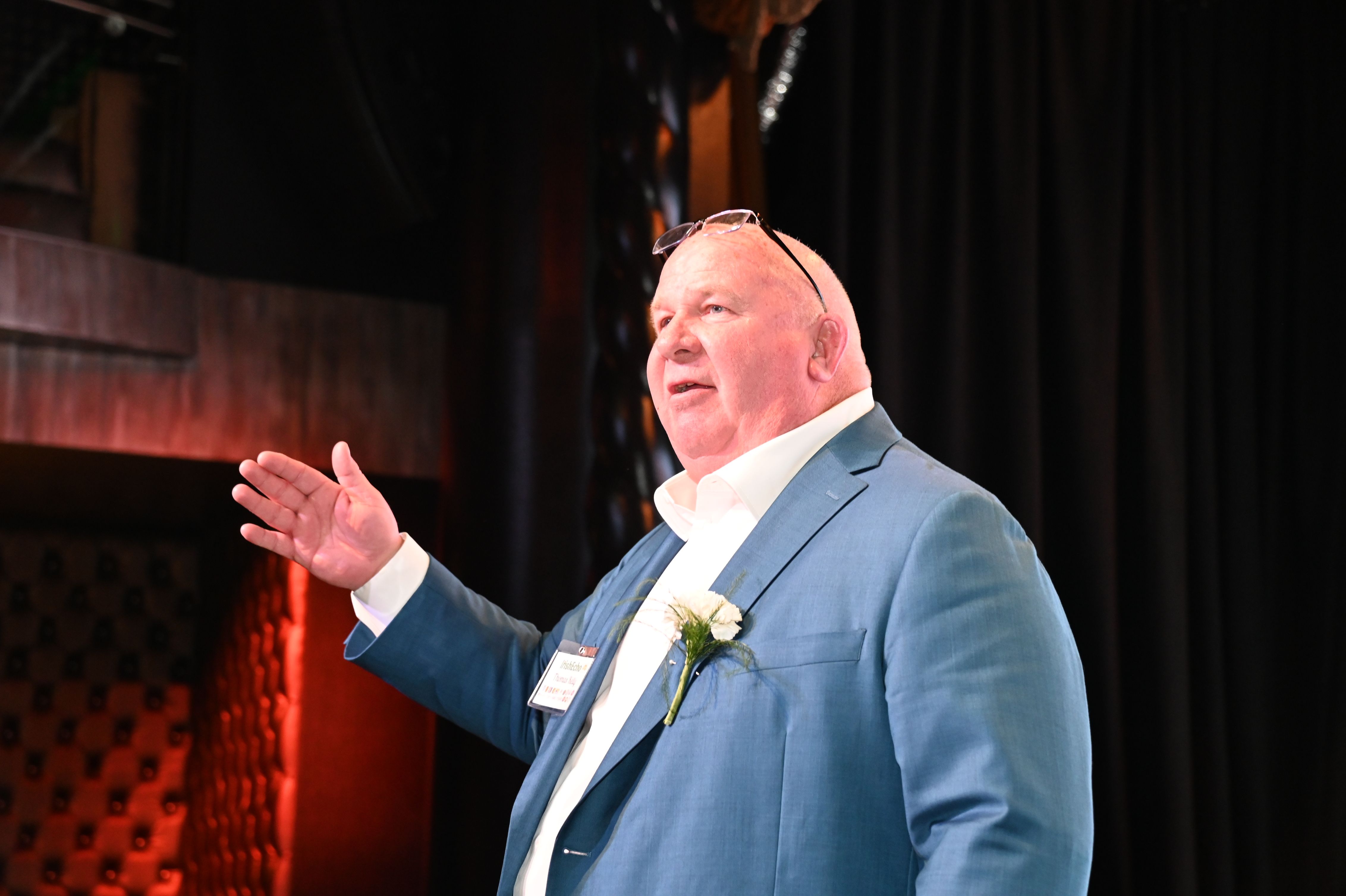IN FULL VOICE: Honoree Tom Kelly, President Passaic County Central Labor Council addresses the audience. 