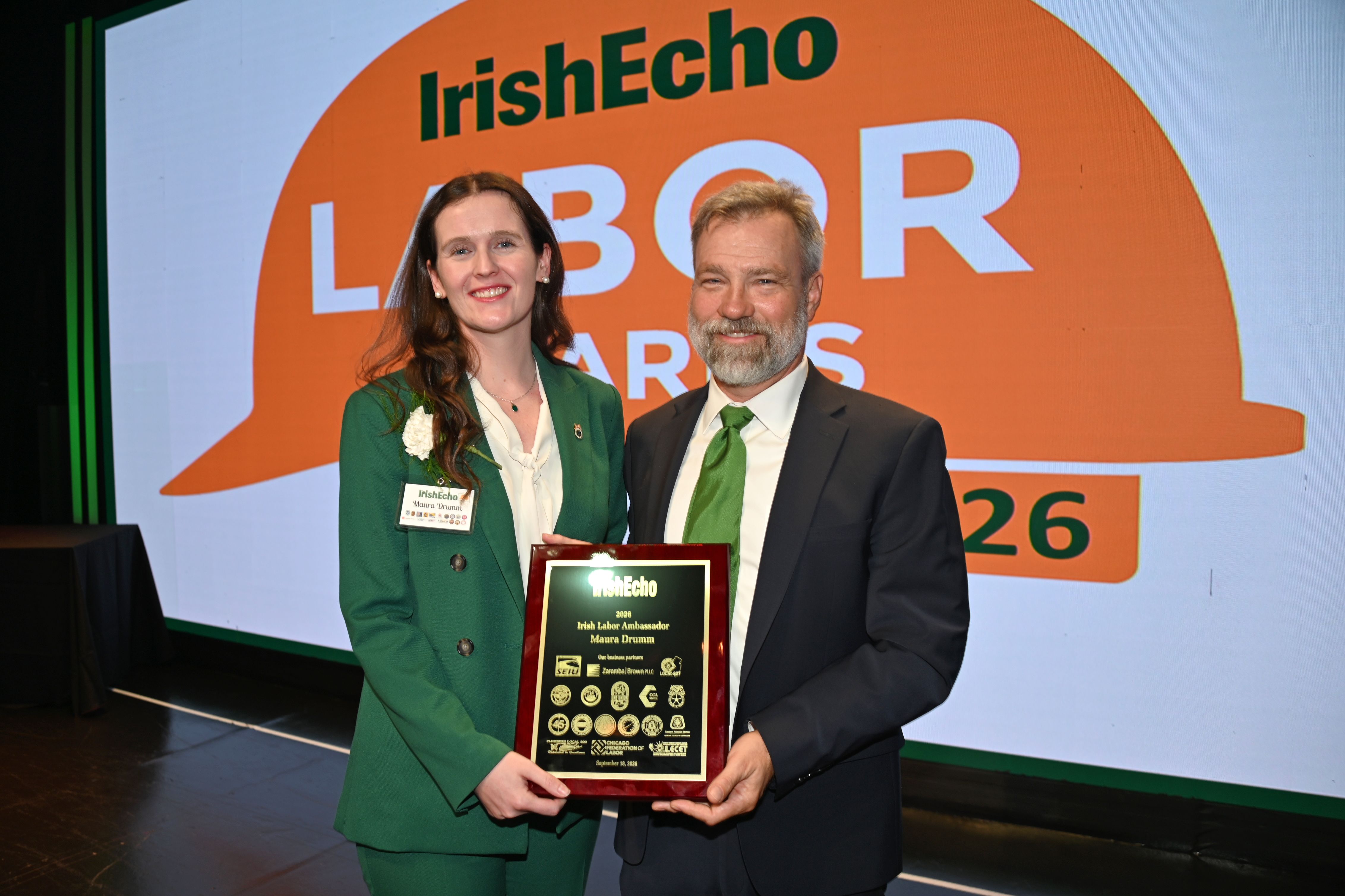 TEAMSTER TRADITION: Maura Drumm of Philadelphia works with Teamsters press office and comes from a long line of Teamster union members. She was presented with her award by Teamster chief of staff Brian Rainville